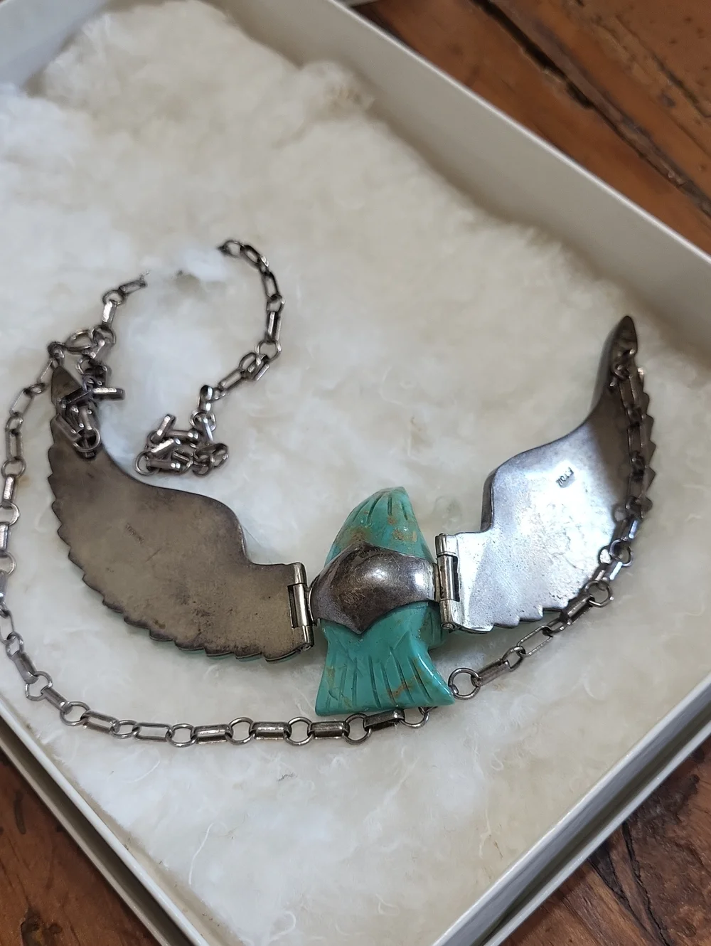 Vintage F. Tom Sterling Turquoise Eagle Necklace